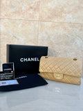 Chanel Vintage Classic Medium Flap Bag in Lambskin Beige GHW - Series 7 Complete Set