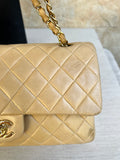 Chanel Vintage Classic Medium Flap Bag in Lambskin Beige GHW - Series 7 Complete Set