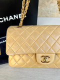 Chanel Vintage Classic Medium Flap Bag in Lambskin Beige GHW - Series 7 Complete Set