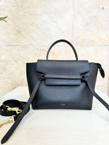 Celine Micro Belt Bag in Grained Calfskin Black