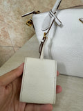 Prada Vitello Daino Dual Strap Zip Tote Small in Bianco/White