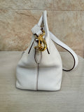 Prada Vitello Daino Dual Strap Zip Tote Small in Bianco/White