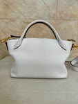 Prada Vitello Daino Dual Strap Zip Tote Small in Bianco/White