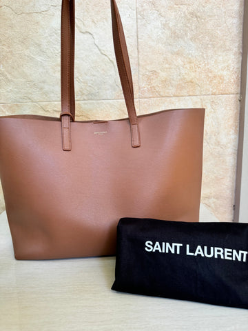 Saint Laurent Shopping Leather Tote Bag in Brick