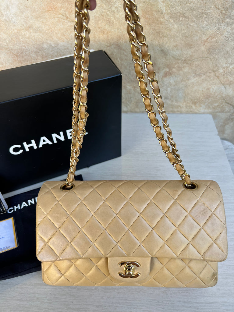 Chanel Classic Flap Bag Beige - 102 For Sale on 1stDibs